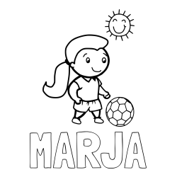 Online izdelana pobarvanka - Pobarvanka imena MARJA in pobarvanka nogometašice