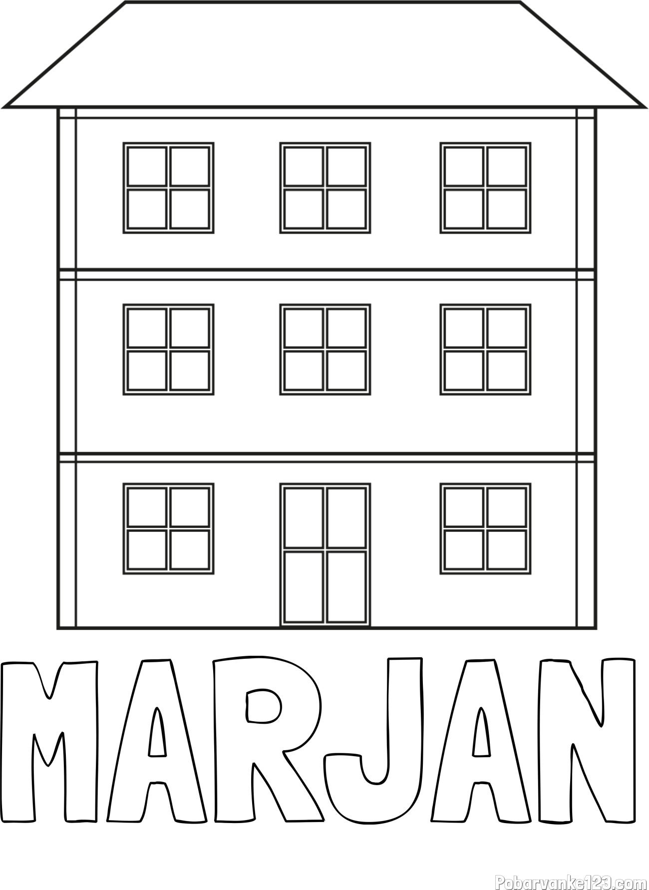 Pobarvanka imena MARJAN in pobarvanka stare dvonadstropne hiše