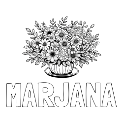 Online izdelana pobarvanka - Pobarvanka imena MARJANA in pobarvanka velikega šopka rož
