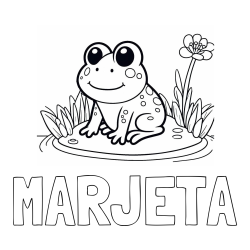 Online izdelana pobarvanka - Pobarvanka imena MARJETA in pobarvanka žabe