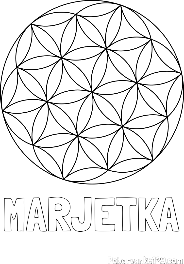 Pobarvanka imena MARJETKA in mandale 2