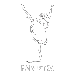 Pobarvanka imena MARJETKA in pobarvanka ljubke baletke