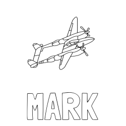 Online izdelana pobarvanka - Pobarvanka imena MARK in pobarvanka bojnega letala