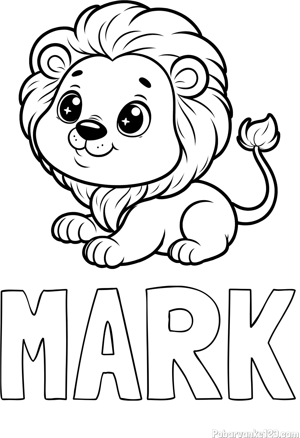 Pobarvanka imena MARK in pobarvanka igrivega levčka