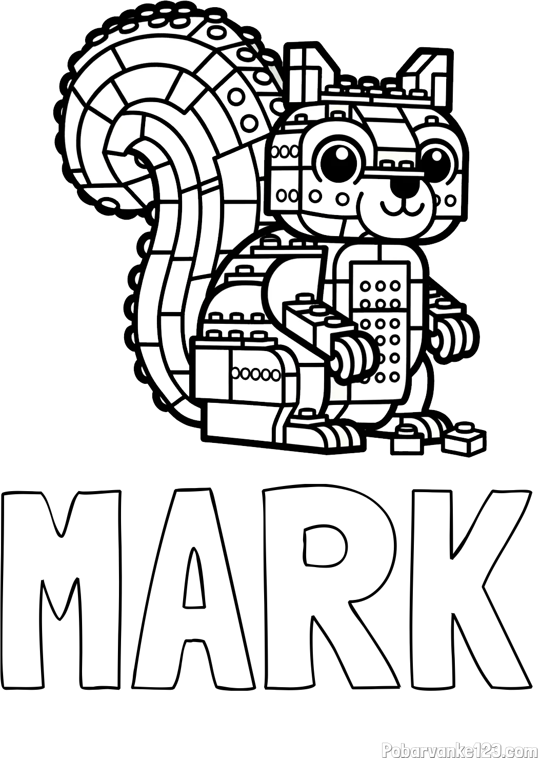 Pobarvanka imena MARK in pobarvanka LEGO veverice