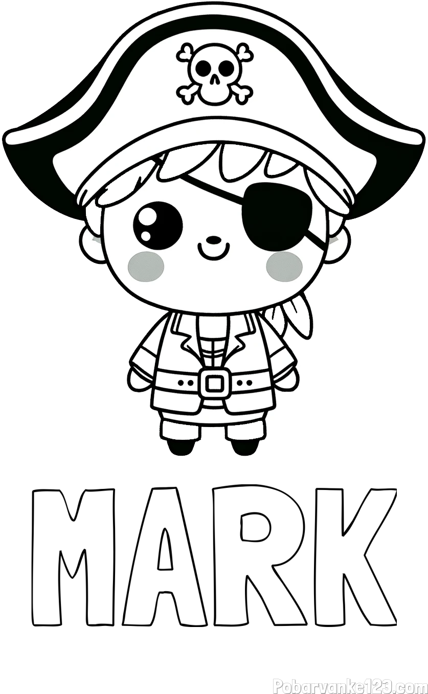 Pobarvanka imena MARK in pobarvanka ljubkega gusarja