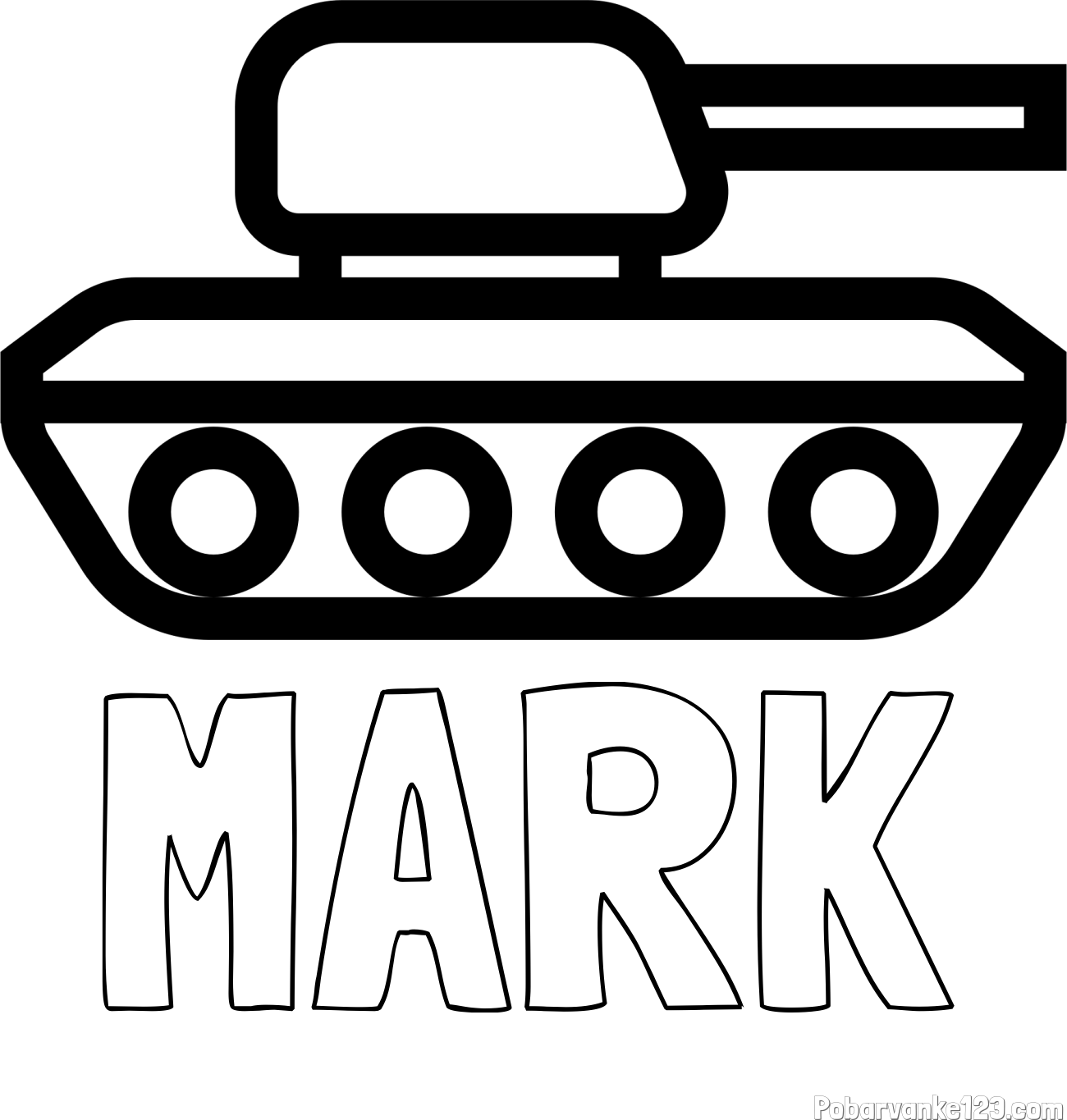 Pobarvanka imena MARK in pobarvanka majhnega tanka