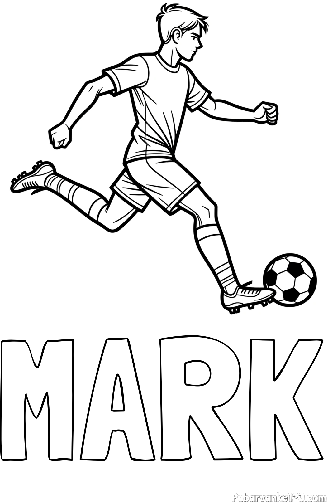 Pobarvanka imena MARK in pobarvanka nogometaša v napadu