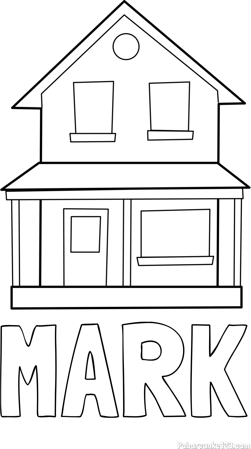 Pobarvanka imena MARK in pobarvanka preproste hiše