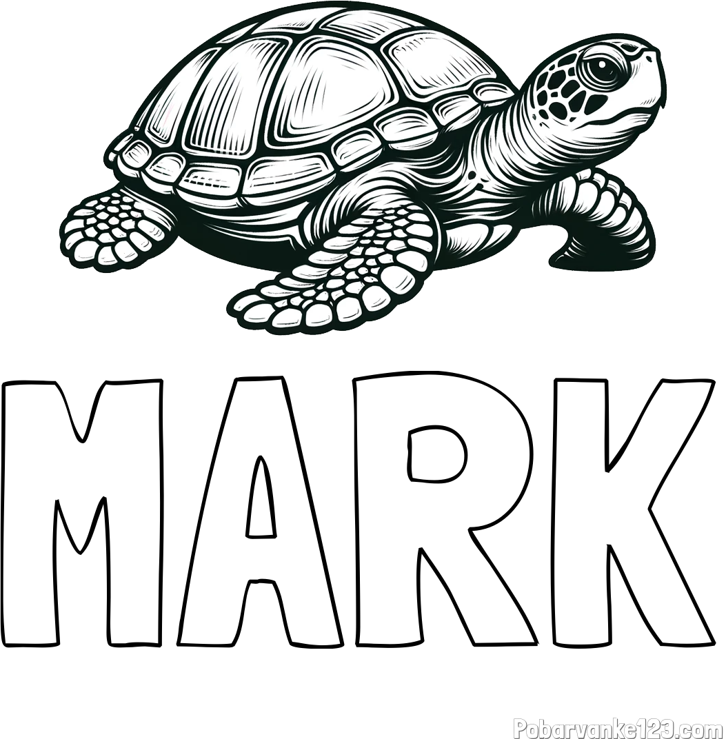 Pobarvanka imena MARK in pobarvanka velike želve