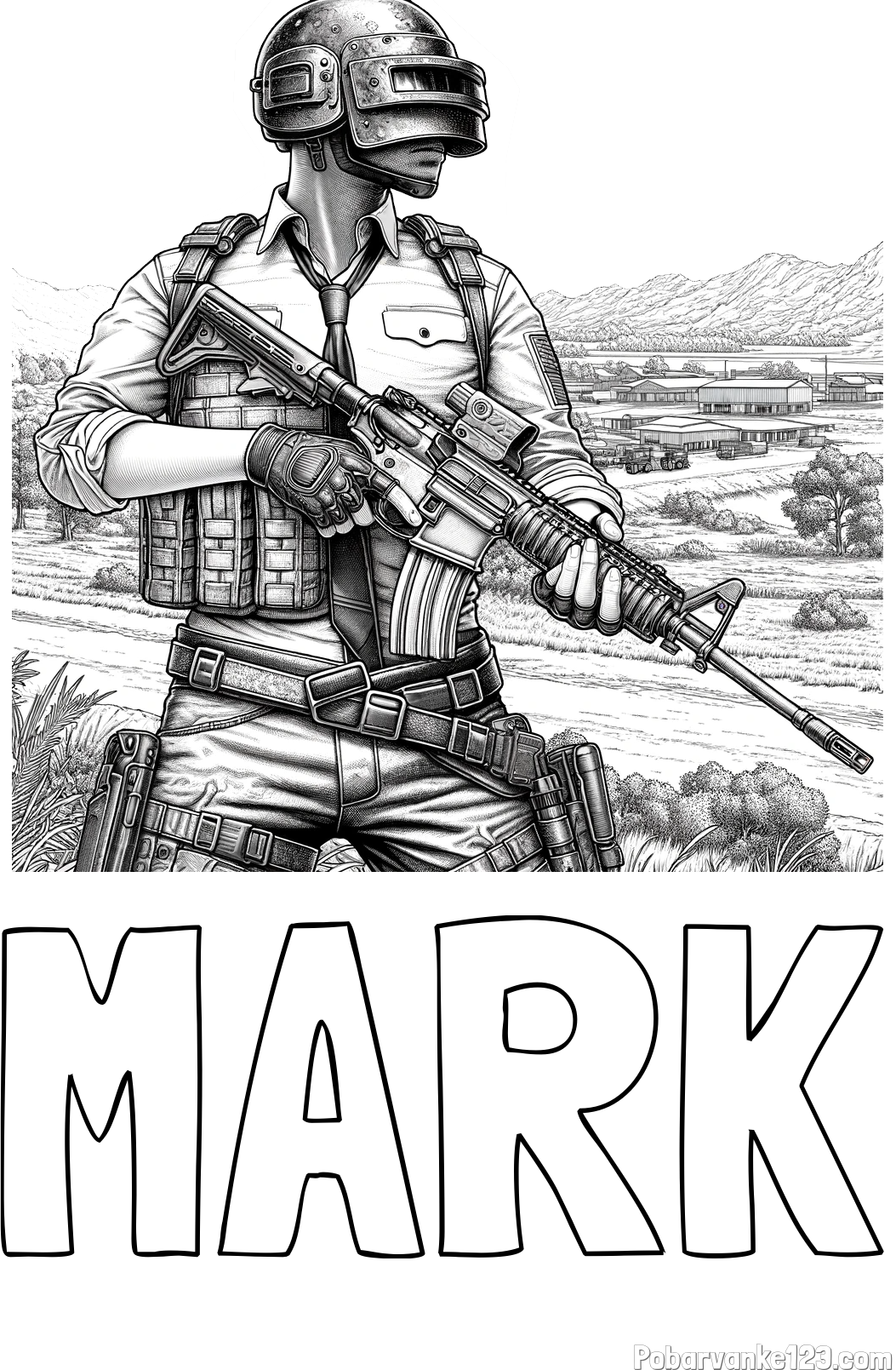 Pobarvanka imena MARK in PUBG pobarvanka za starejše