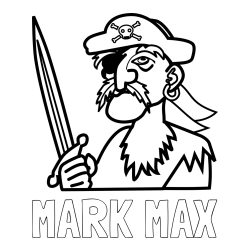 Online izdelana pobarvanka - Pobarvanka imena MARK MAX in pobarvanka gusarja s kljukastim nosom