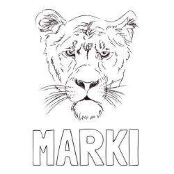 Online izdelana pobarvanka - Pobarvanka imena MARKI in pobarvanka levinje