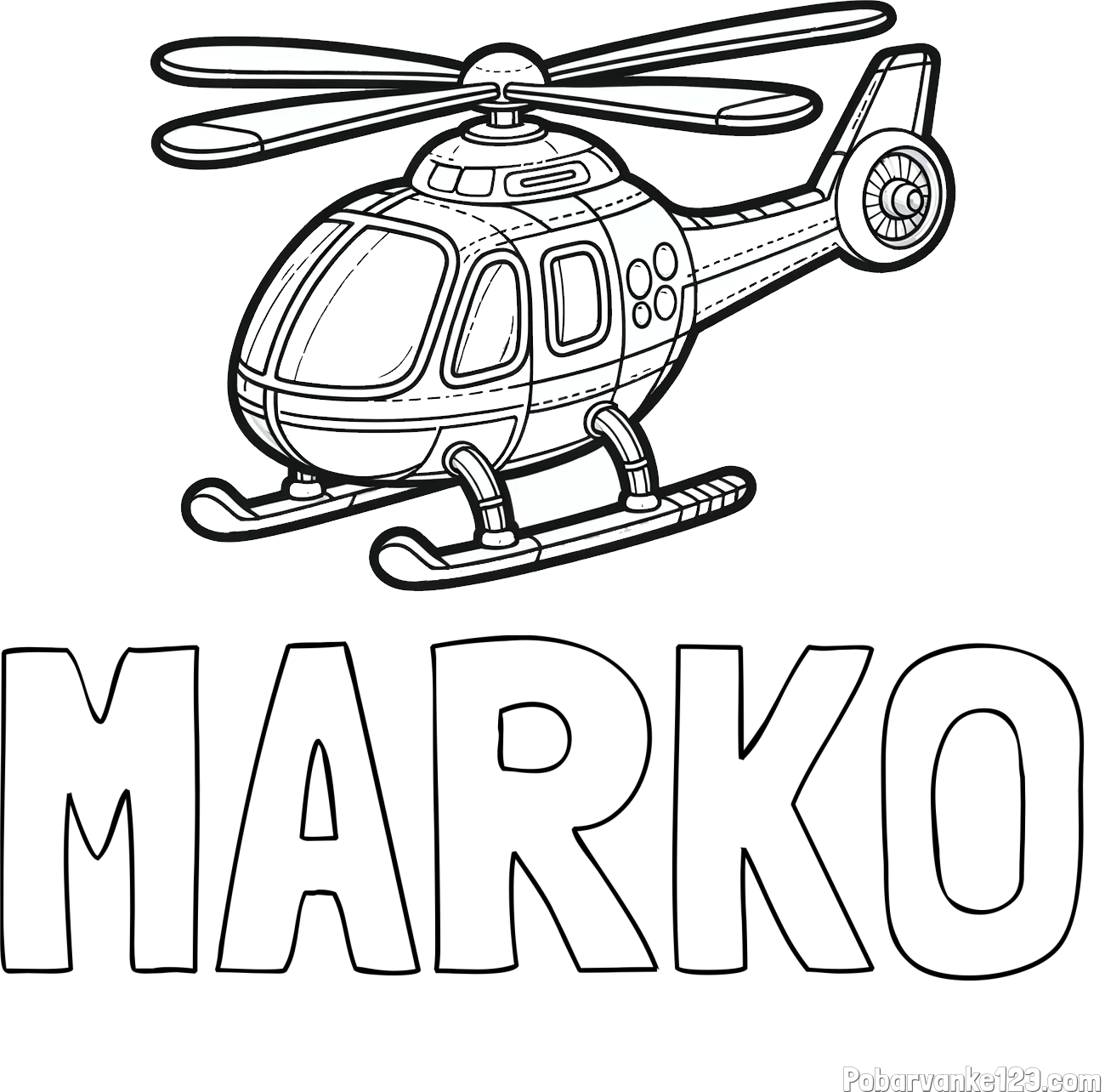 Pobarvanka imena MARKO in pobarvanka helikopterja