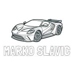 Online izdelana pobarvanka - Pobarvanka imena MARKO SLAVIČ in Športni avtomobil