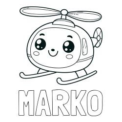 Pobarvanka imena MARKO ter helikopterja