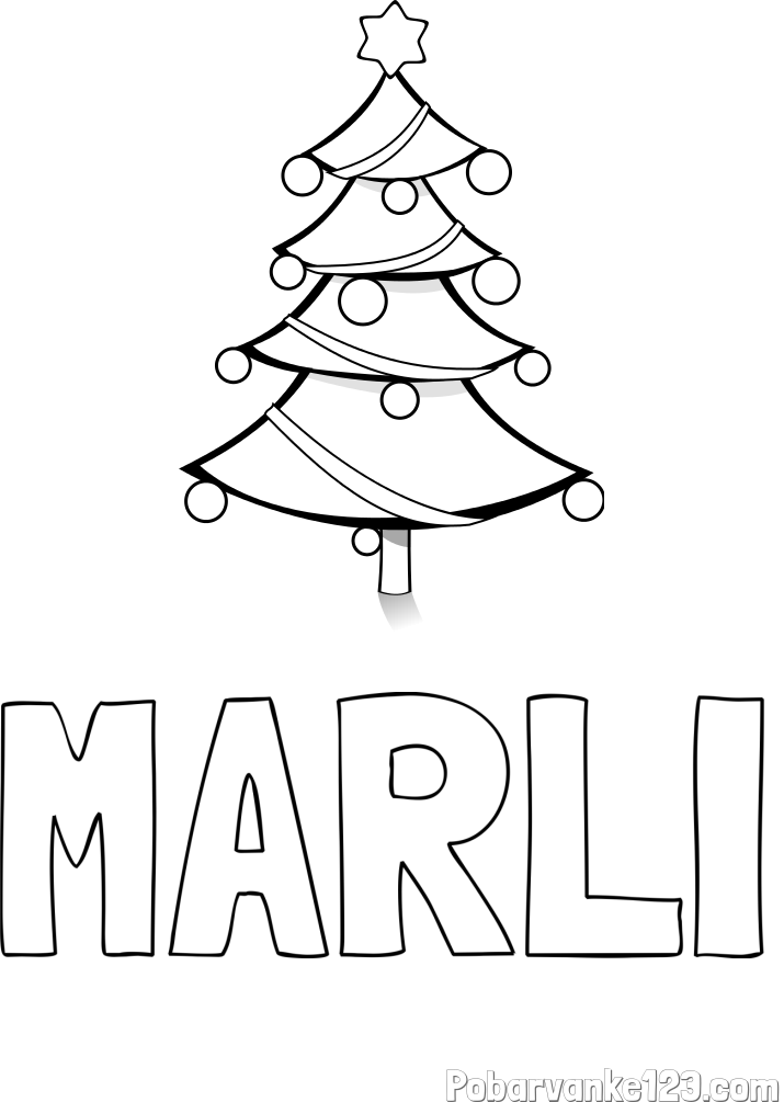 Pobarvanka imena MARLI in božična smreka