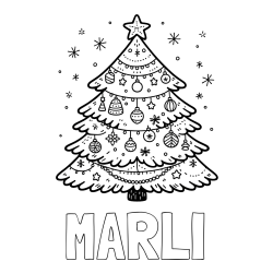 Online izdelana pobarvanka - Pobarvanka imena MARLI in pobarvanka novoletne jelke