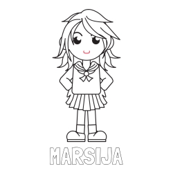 Online izdelana pobarvanka - Pobarvanka imena MARSIJA in pobarvanka šolarke