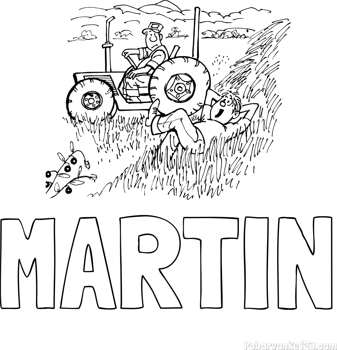 Pobarvanka imena MARTIN in pobarvanka traktorja