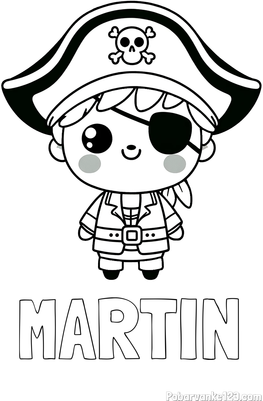 Pobarvanka imena MARTIN in pobarvanka ljubkega gusarja