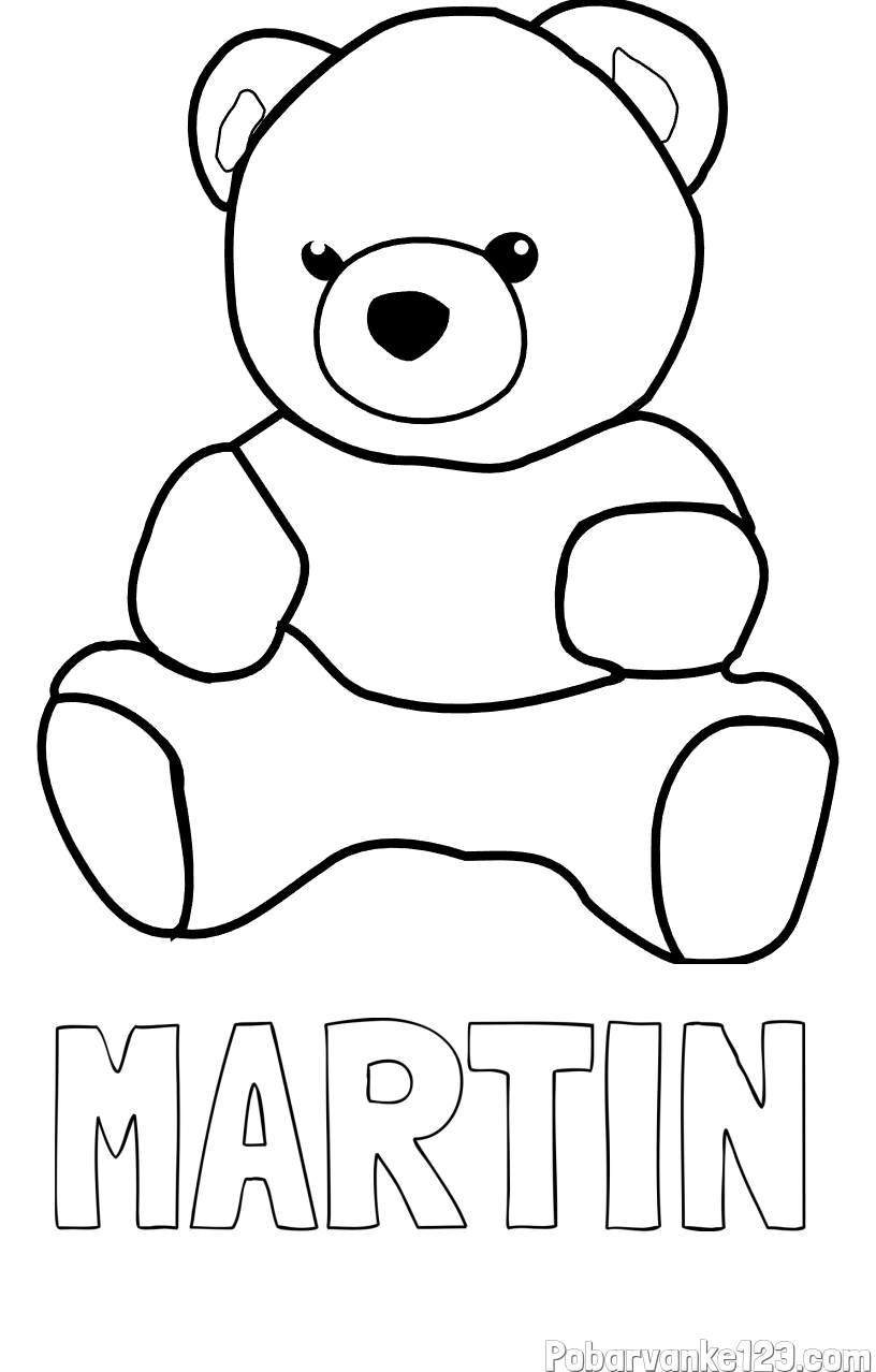 Pobarvanka imena MARTIN in pobarvanka medvedka