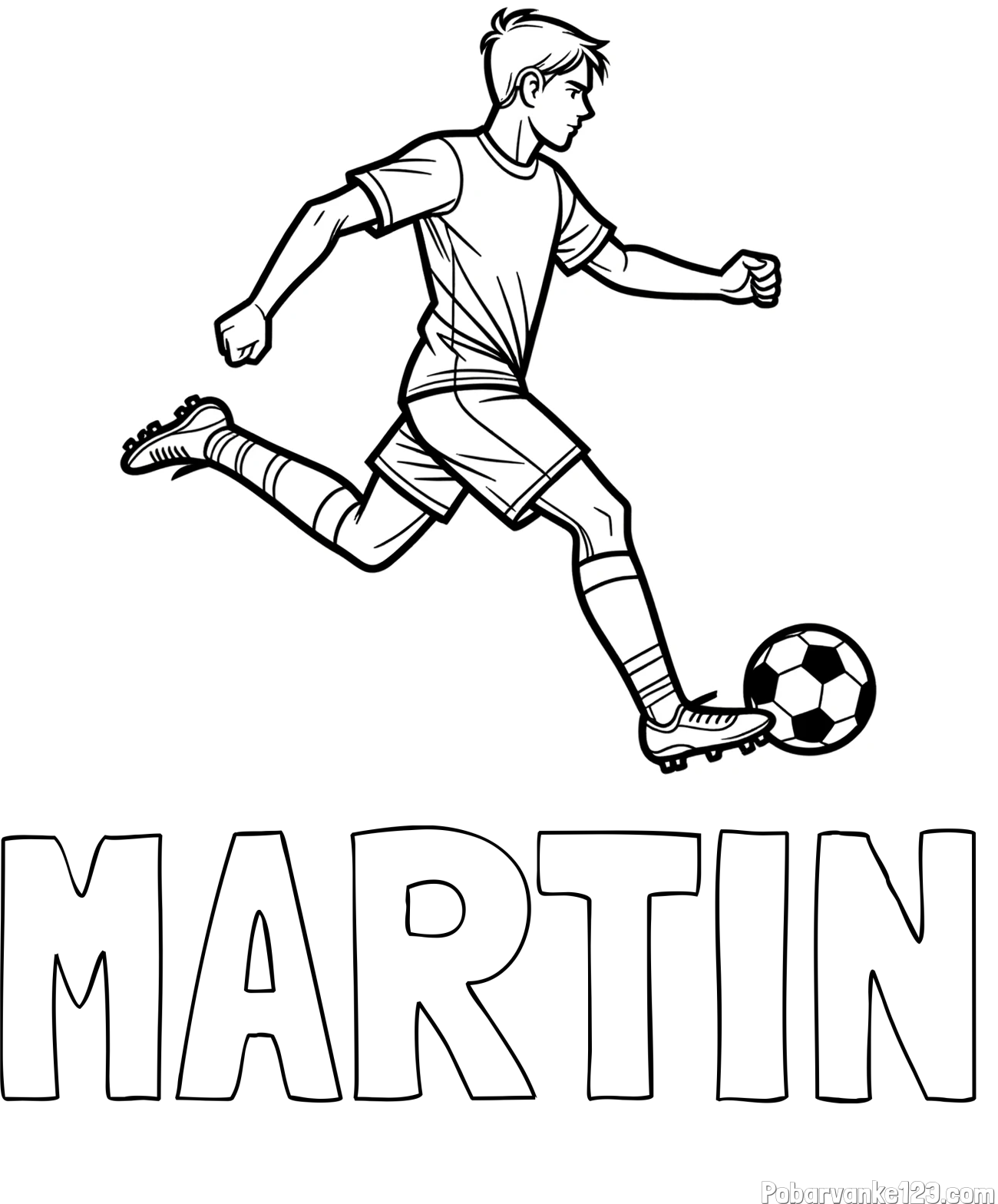 Pobarvanka imena MARTIN in pobarvanka nogometaša v napadu