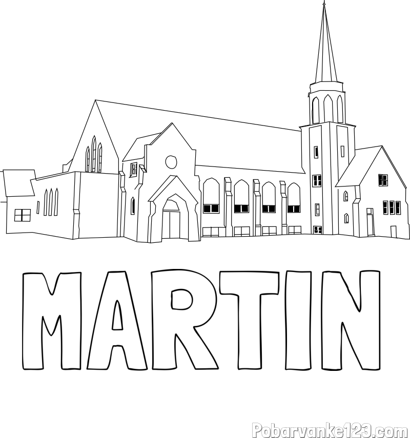 Pobarvanka imena MARTIN in pobarvanka velike cerkve