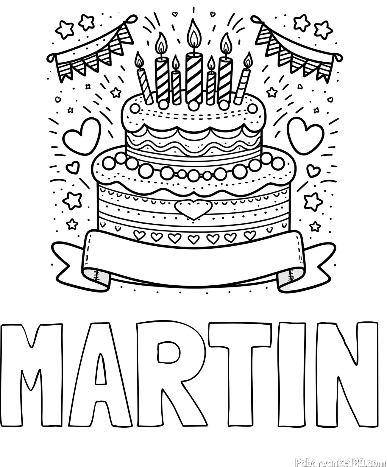 Pobarvanka imena MARTIN in pobarvanka velike torte za rojstni dan