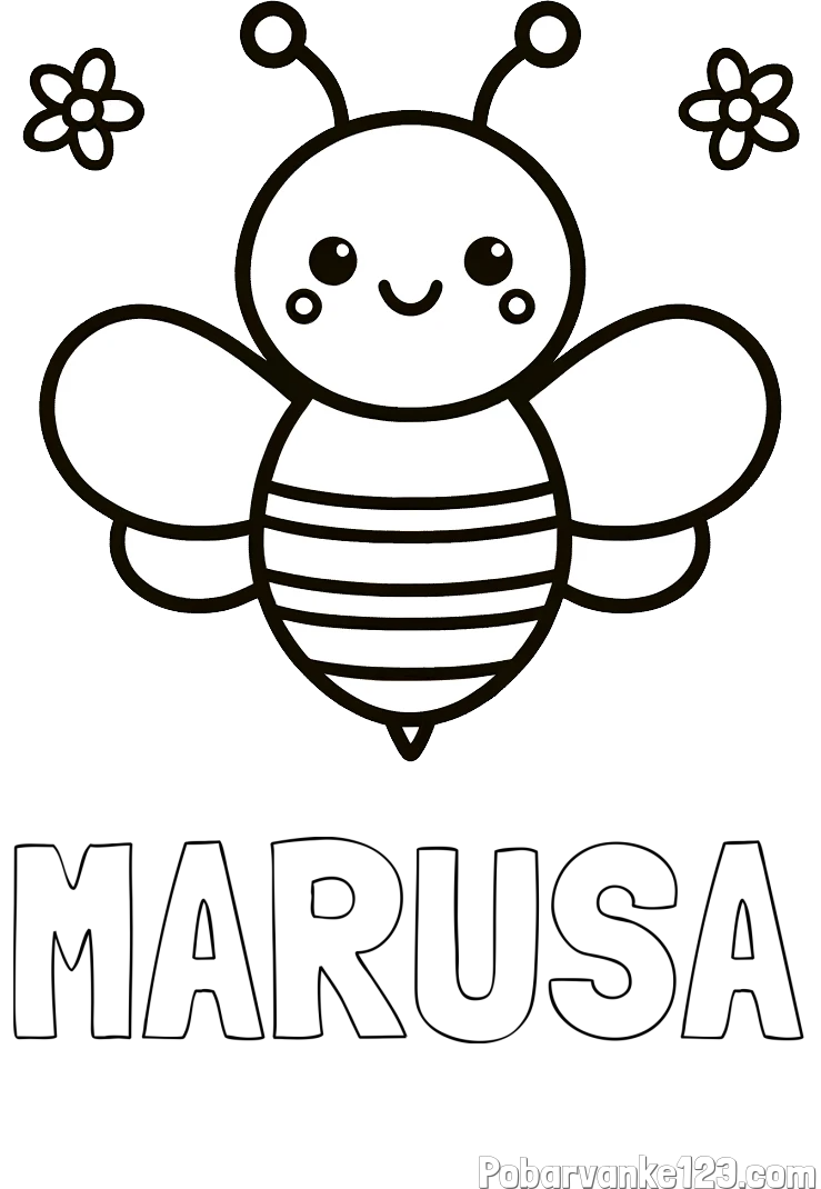 Pobarvanka imena MARUŠA in otroška pobarvanka čebele