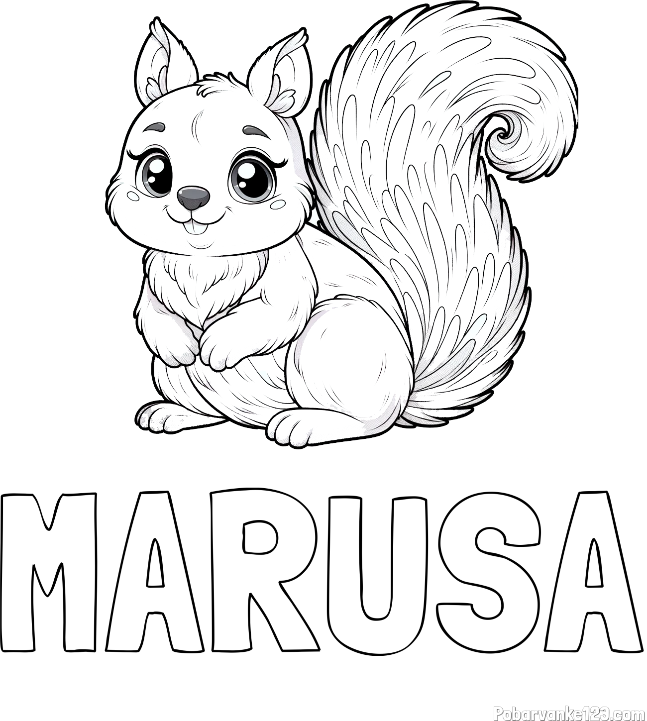 Pobarvanka imena MARUŠA in pobarvanka prikupne veverice