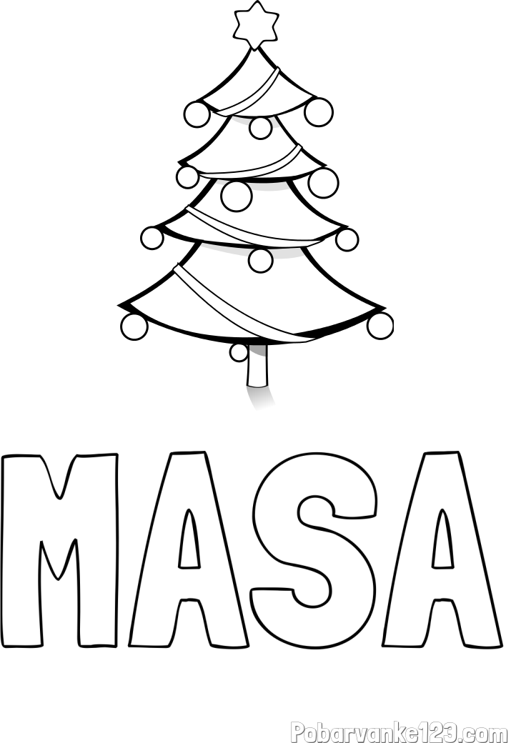 Pobarvanka imena MAŠA in božična smreka