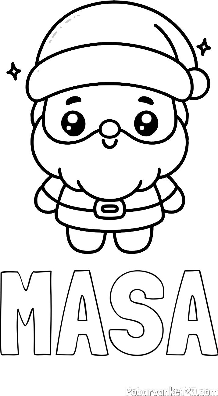 Pobarvanka imena MASA in enostavna otroška pobarvanka Božička