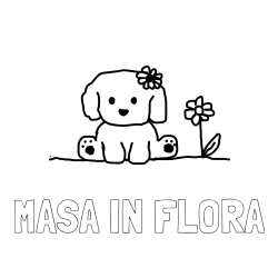 Online izdelana pobarvanka - Pobarvanka imena MAŠA IN FLORA in KUŽIKA