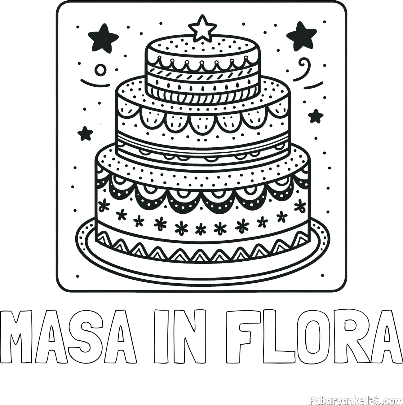 Pobarvanka imena MAŠA IN FLORA in pobarvanka slastne torte