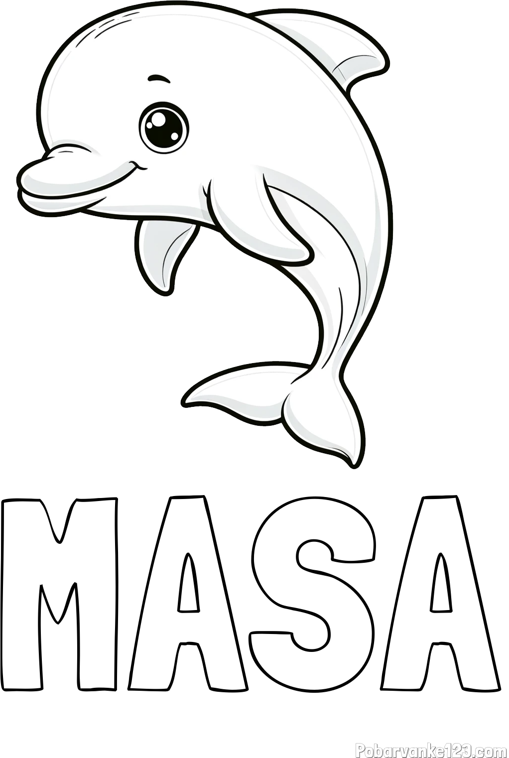 Pobarvanka imena MAŠA in otroška pobarvanka ljubkega delfina