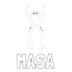 Online izdelana pobarvanka - Pobarvanka imena MAŠA in otroška pobarvanka žabice