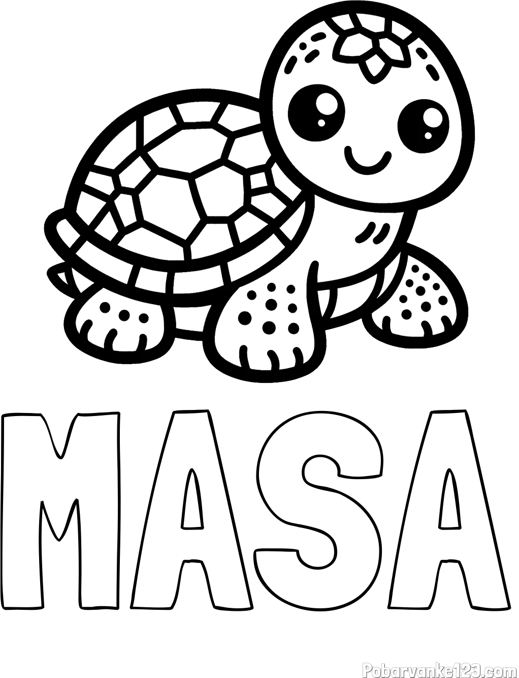 Pobarvanka imena MAŠA in otroška pobarvanka želve