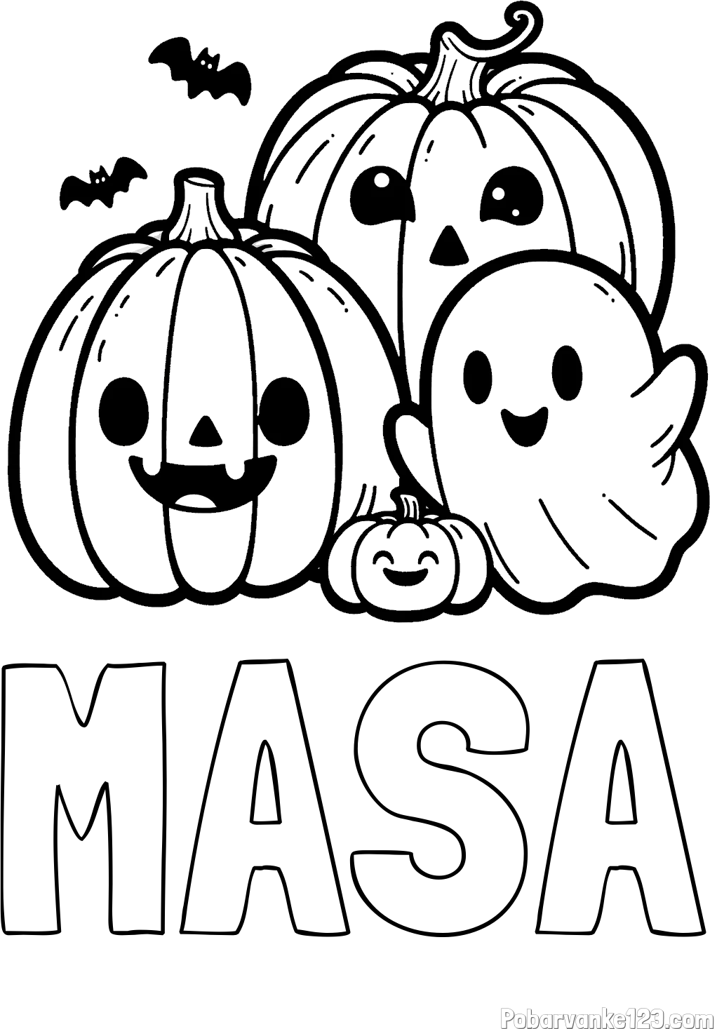 Pobarvanka imena MAŠA in pobarvanka duhca in buč za noč čarovnic