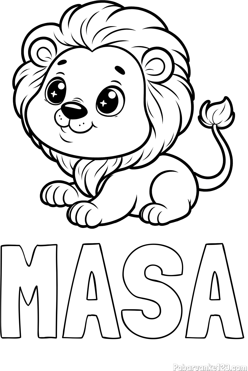 Pobarvanka imena MAŠA in pobarvanka igrivega levčka