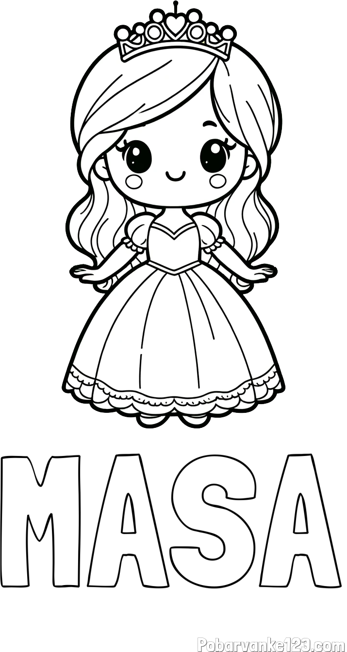 Pobarvanka imena MASA in pobarvanka ljubke princeske