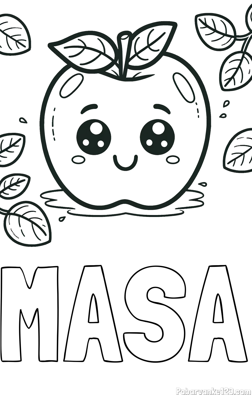 Pobarvanka imena MAŠA in pobarvanka nasmejane jabolke