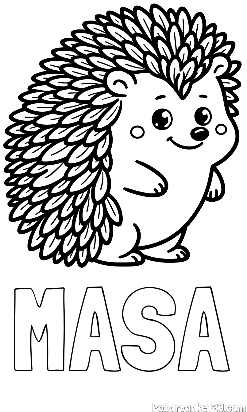 Pobarvanka imena MAŠA in pobarvanka prisrčnega ježka