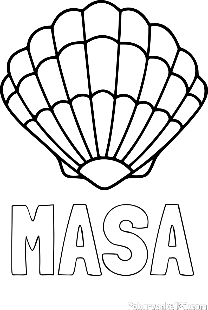 Pobarvanka imena MAŠA in pobarvanka školjke