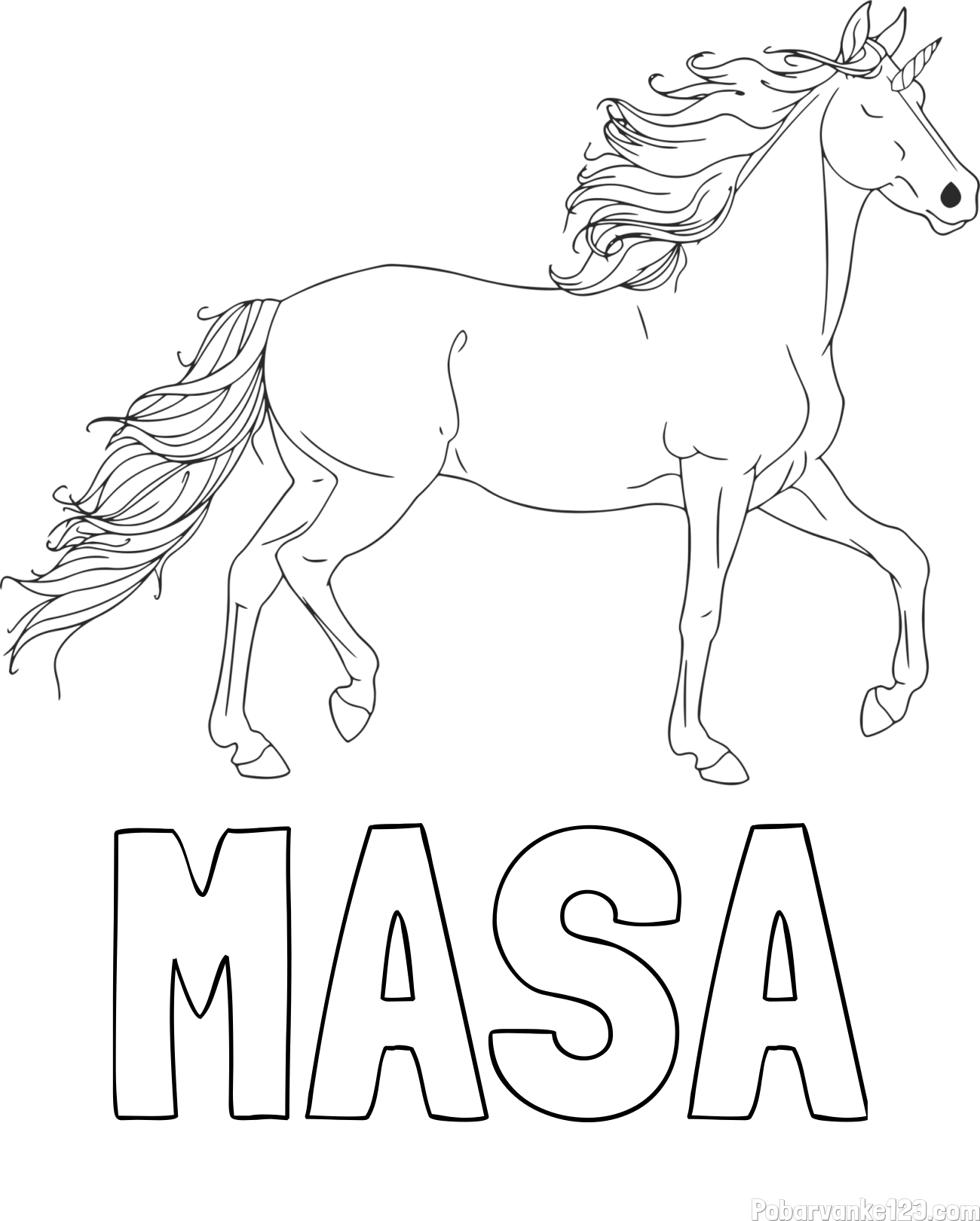 Pobarvanka imena MAŠA in samorog