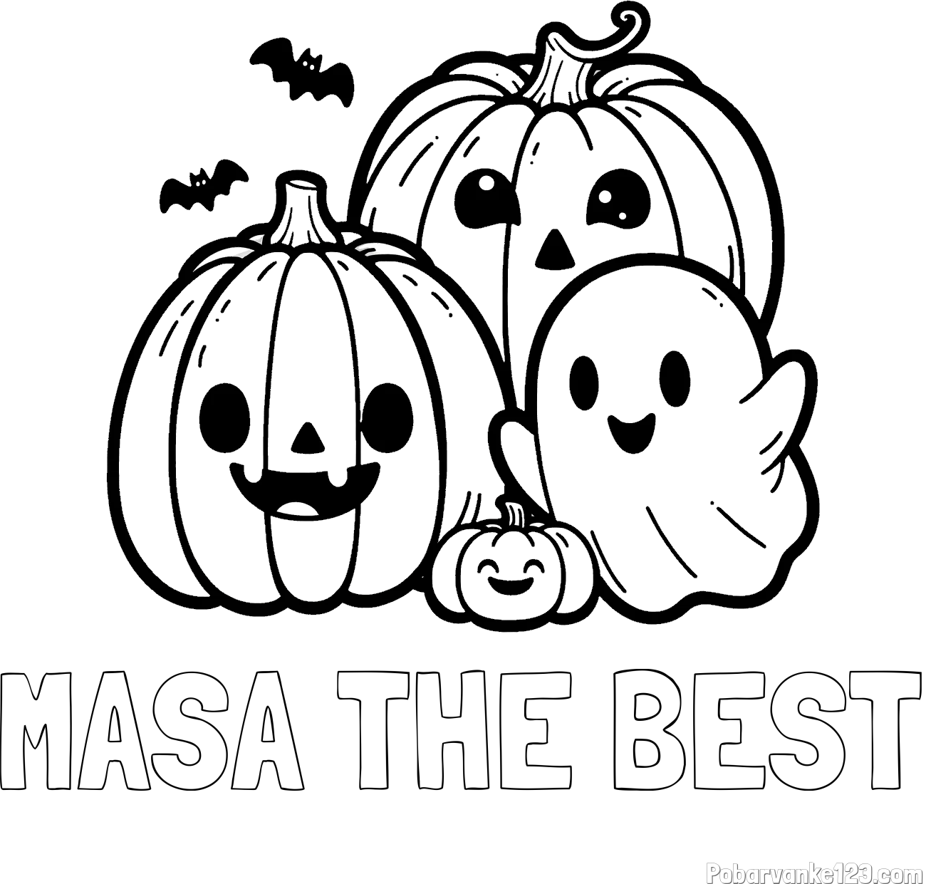 Pobarvanka imena MASA THE BEST in pobarvanka duhca in buč za noč čarovnic