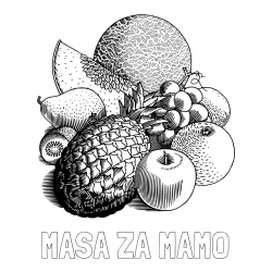 Online izdelana pobarvanka - Pobarvanka imena MAŠA ZA MAMO in pobarvanka sadja (ananas, melona, jabolka, kivi, grozdje, pomaranča...)