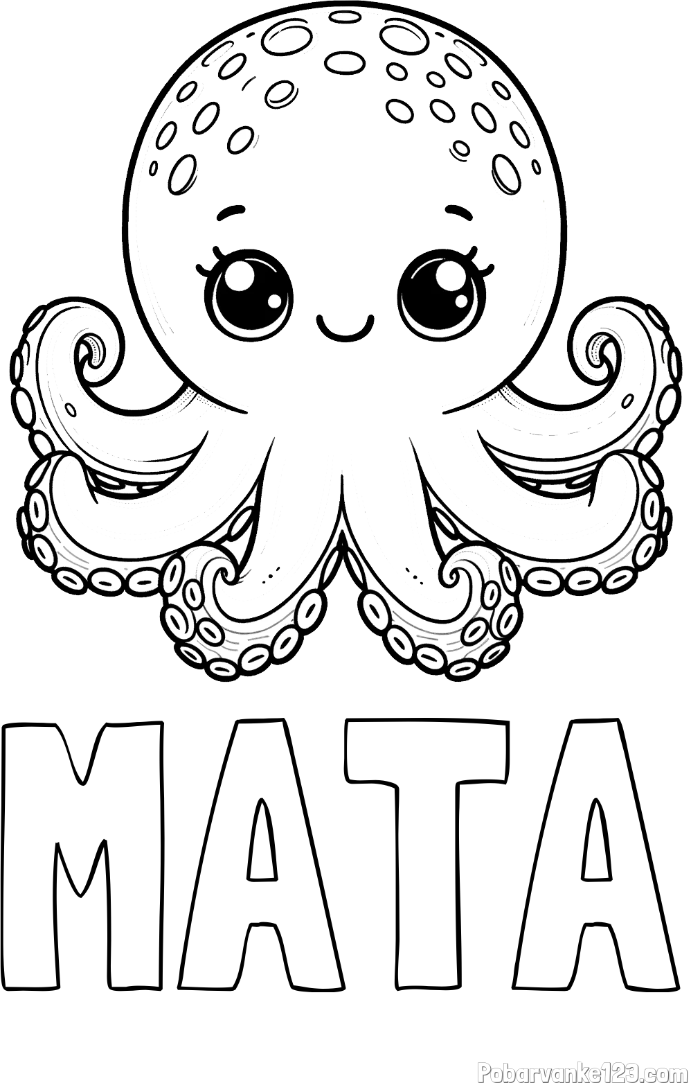 Pobarvanka imena MATA in otroška pobarvanka ljubke hobotnice