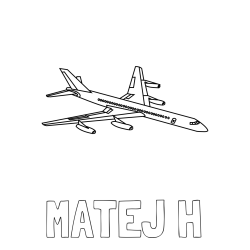 Online izdelana pobarvanka - Pobarvanka imena MATEJ H in potniško letalo