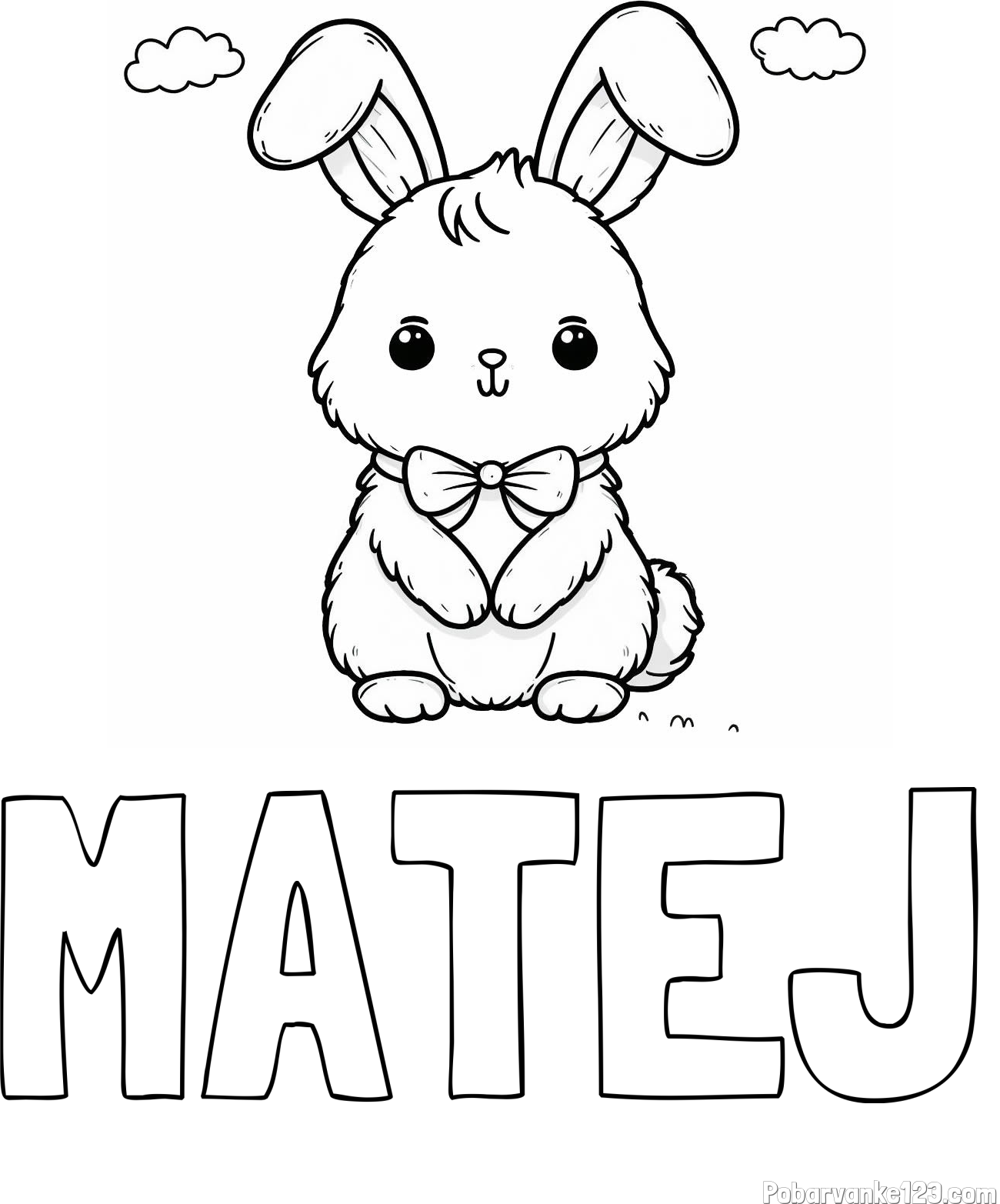 Pobarvanka imena MATEJ in pobarvanka prikupnega zajčka